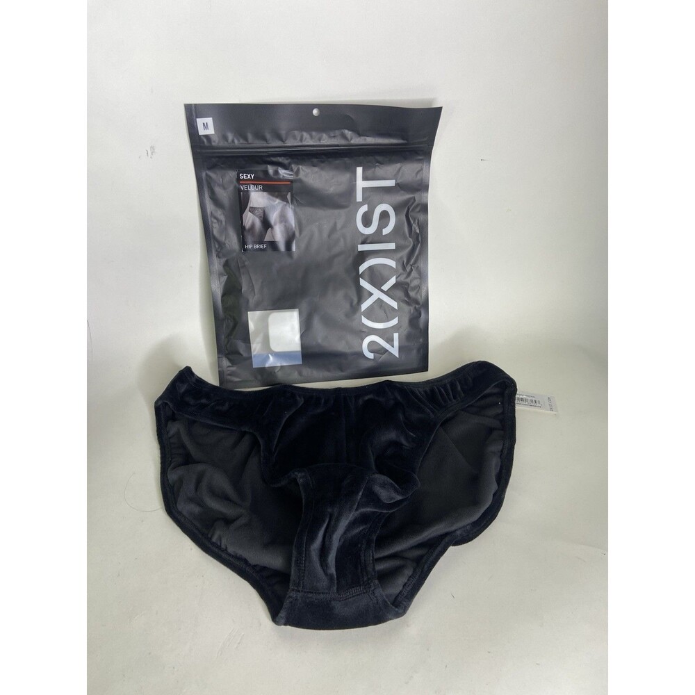 2xist Sliq Velour Hip Brief Underwear Black Beauty Mens Size M